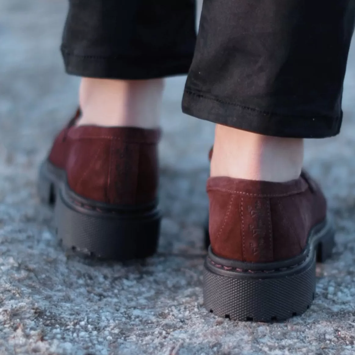 Welligogs Flat Shoes*Hackney Burgundy Suede Loafers