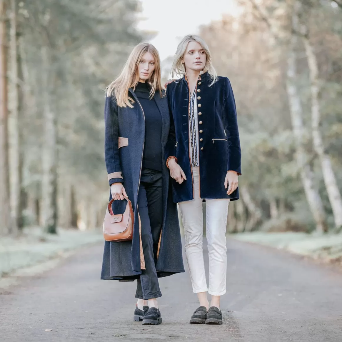 Welligogs Flat Shoes*Hackney Navy Suede Loafers - Pink Band