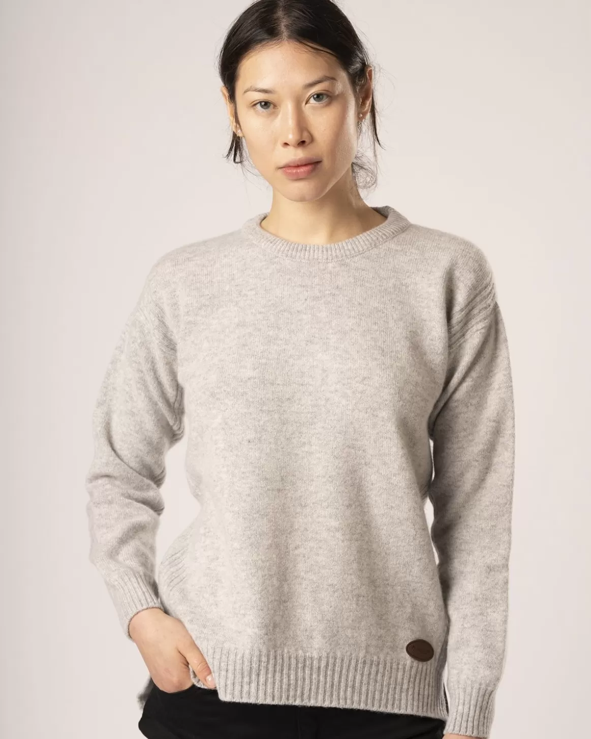 Welligogs Jumpers & Cardigans*Lambswool Relaxed Fit Light Grey Jumper