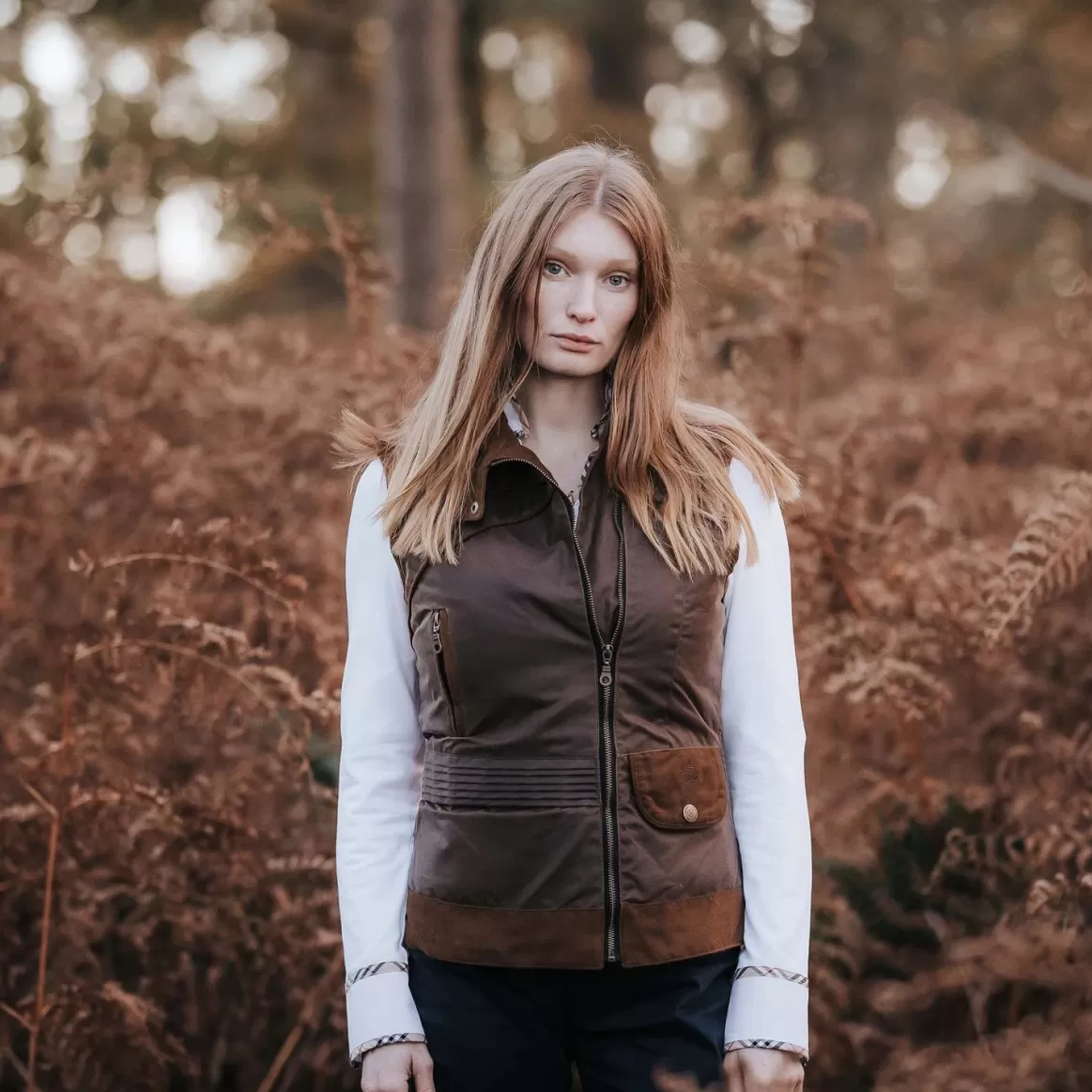 Welligogs Gilets*Roxy Tan Wax Gilet