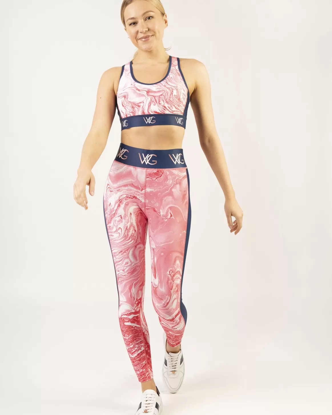 Welligogs Tops*Wg Flex Sustainable Pink Marble Crop Top